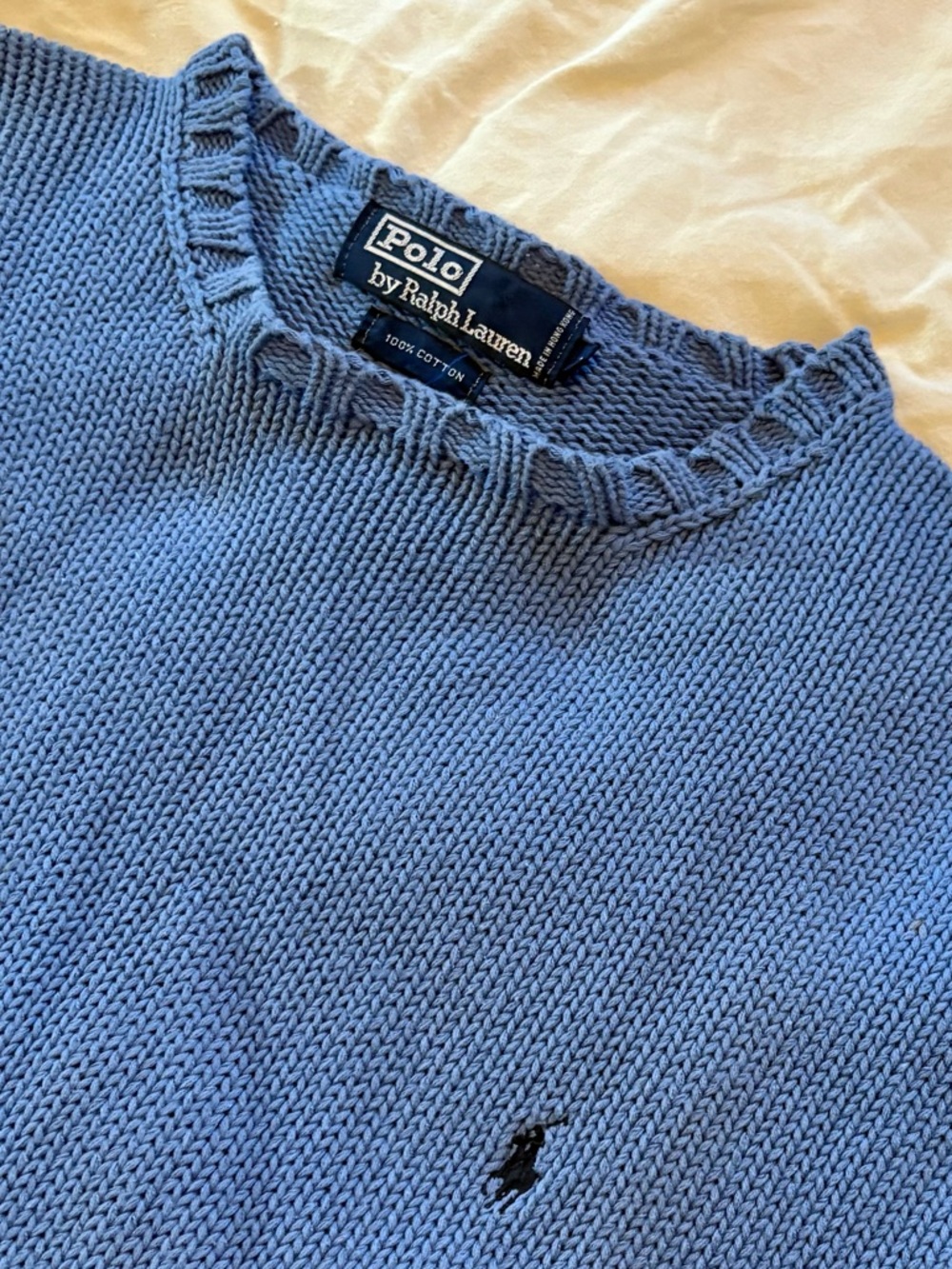 Vintage 100% Cotton Ralph Lauren Knit Crewneck Sweater size L - Picture 3 of 3